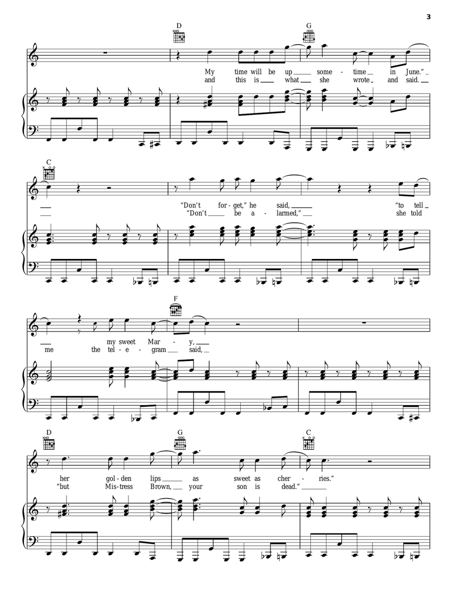Vietnam Piano, Vocal, Guitar scores gallery preview page 3