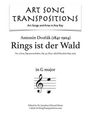 Book cover for DVORÁK: Rings ist der Wald, Op. 55 no. 3 (transposed to G major)