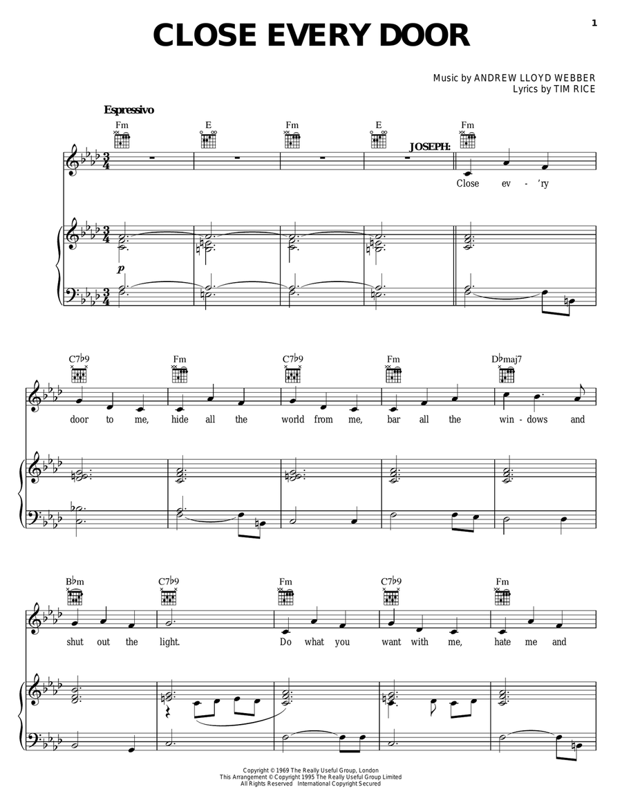 Close Every Door (from Joseph and the Amazing Technicolor Dreamcoat) Guitar scores gallery preview page 1
