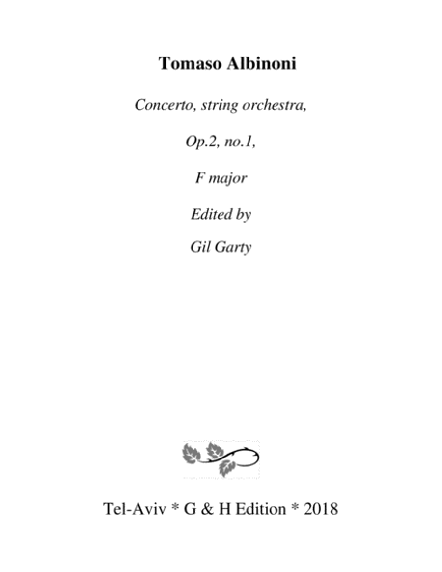 Concerto, string orchestra, Op.2, no.1, F major (Original version) String Orchestra scores gallery preview page 1