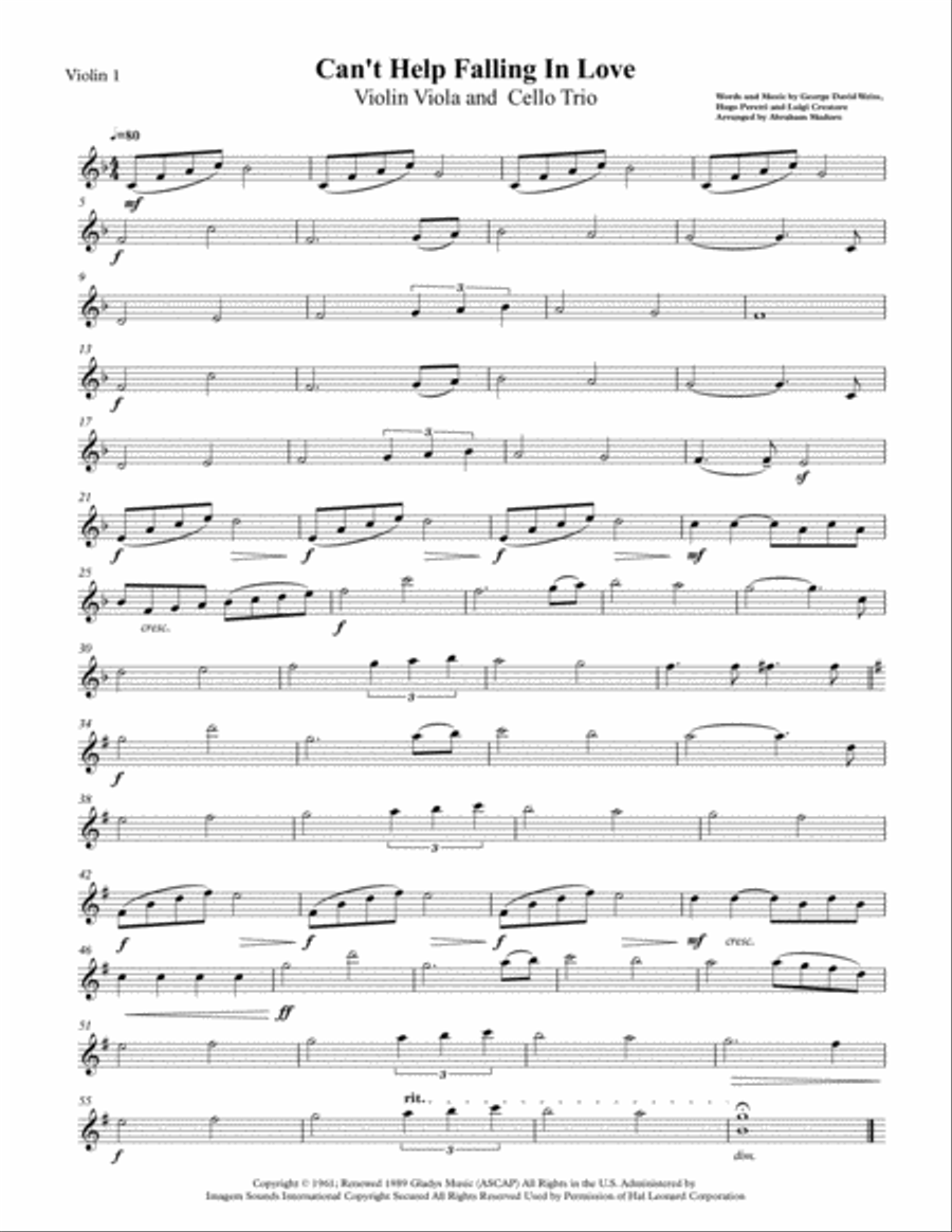 Can't Help Falling In Love String Trio scores gallery preview page 5