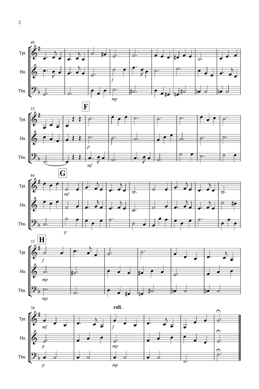 Silent Night for Trumpet, Horn and Trombone Trio Small Ensemble scores gallery preview page 2