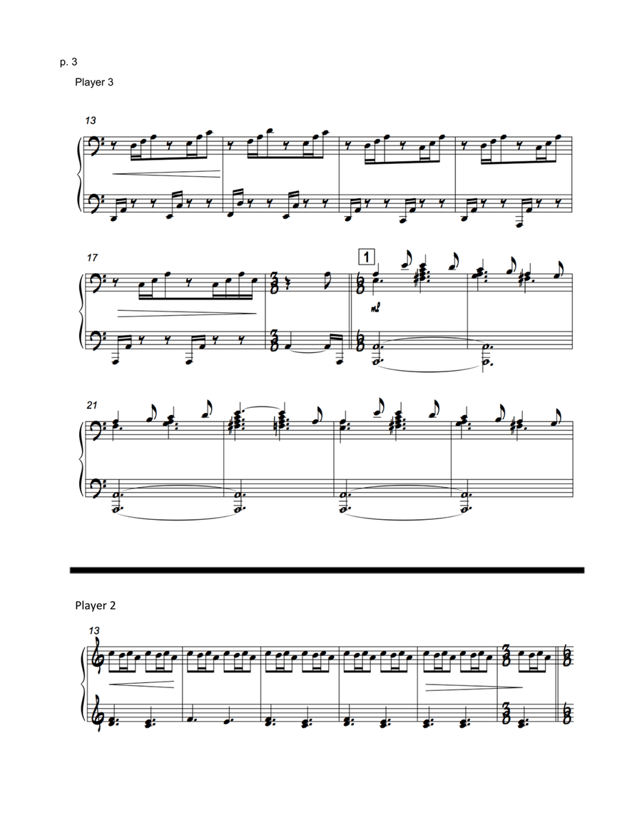Carol of the Bells / God Rest Ye Merry Gentlemen - 1 Piano, Six Hands Piano Trio scores gallery preview page 3
