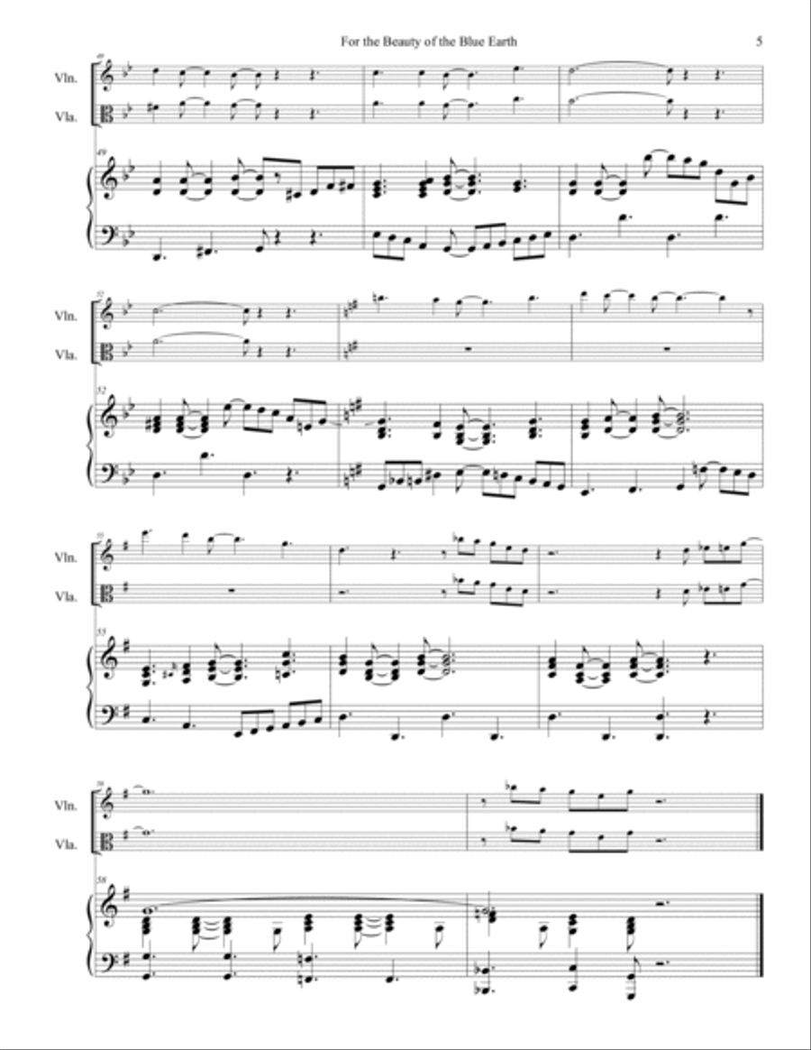 For the Beauty of the Blue Earth for piano trio or saxophones and piano Small Ensemble scores gallery preview page 5