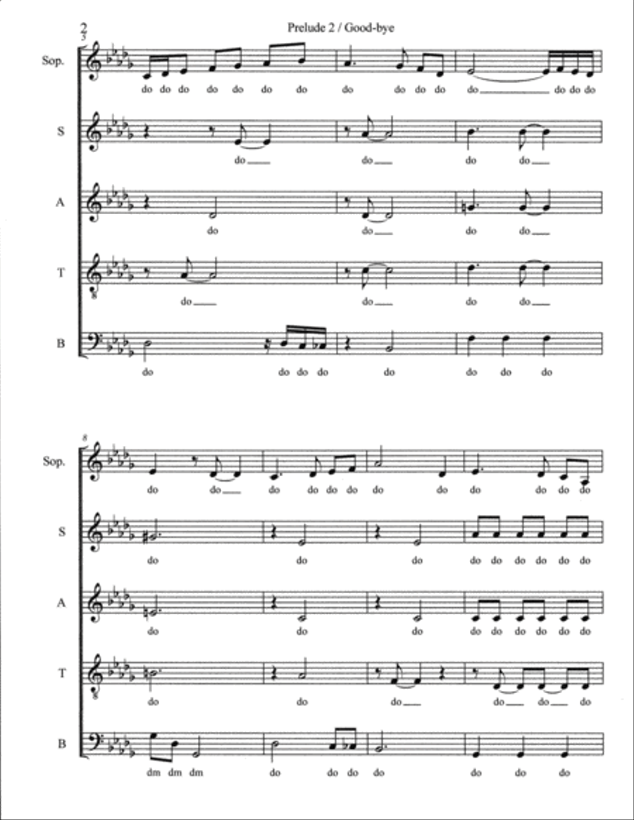 Prelude 2/Good-bye 4-Part scores gallery preview page 3