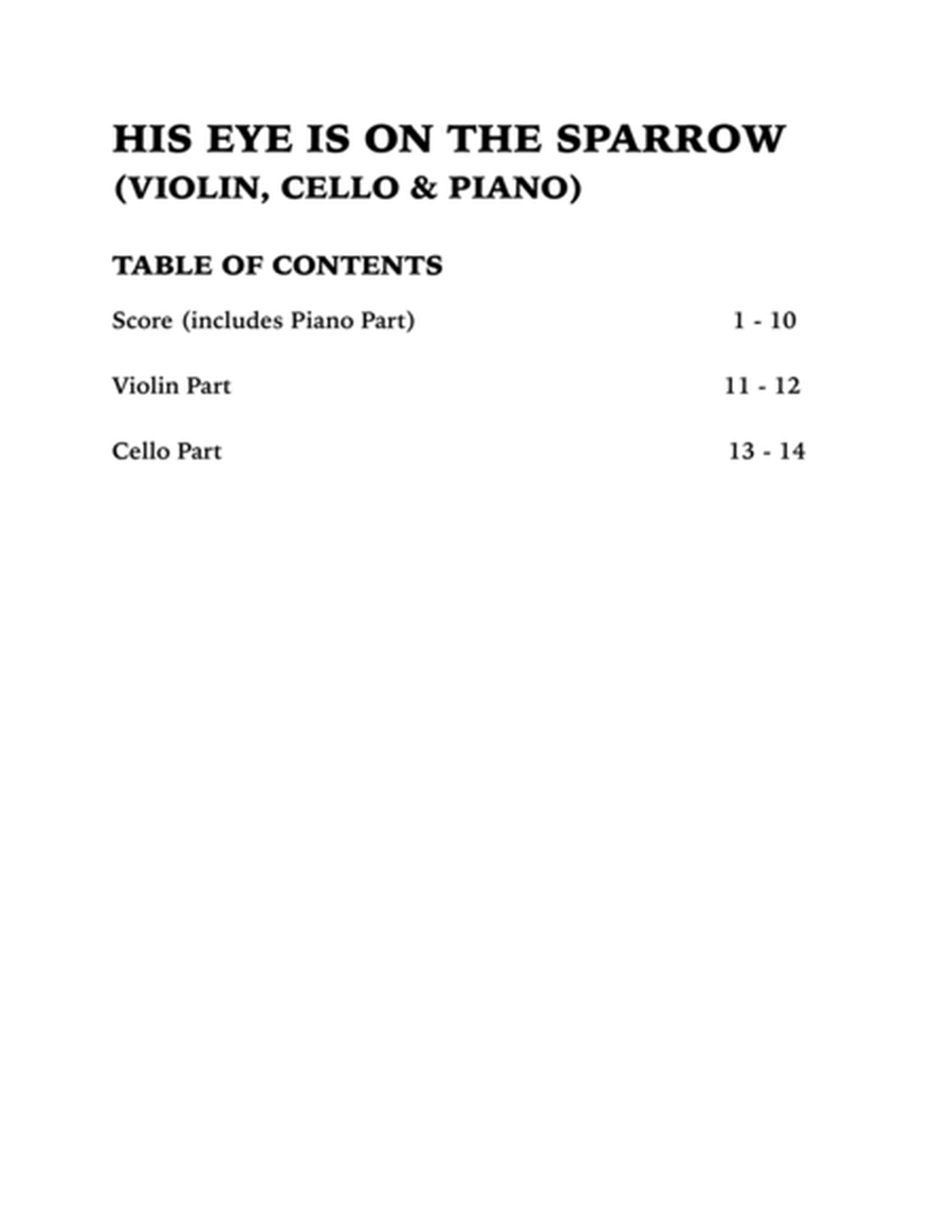 His Eye is on the Sparrow (Piano Trio): Violin, Cello and Piano image number null