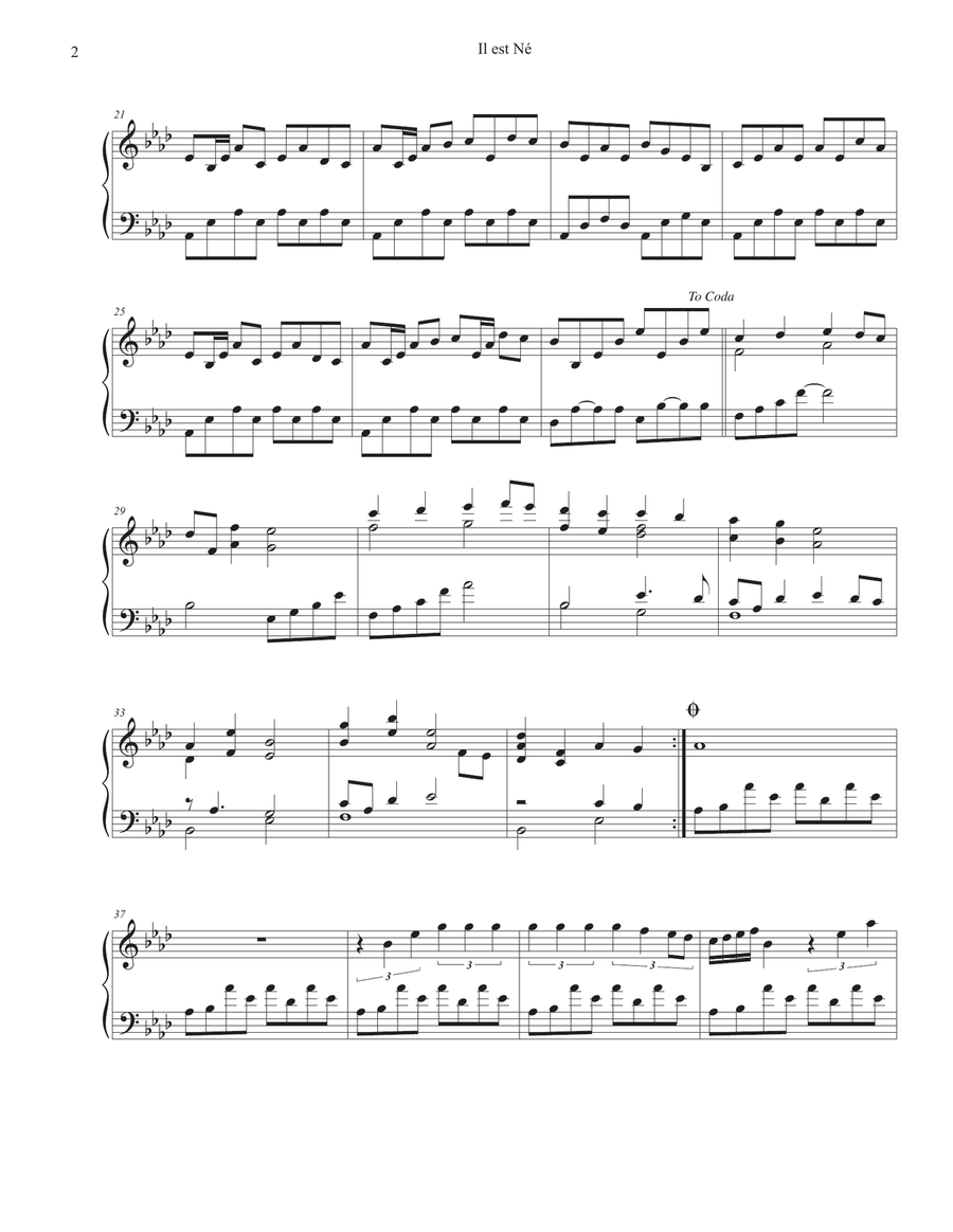 Il est né le Divin Enfant (He is Born, the Divine Christ Child) Piano Solo scores gallery preview page 3
