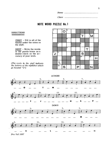 Note-Word Puzzles