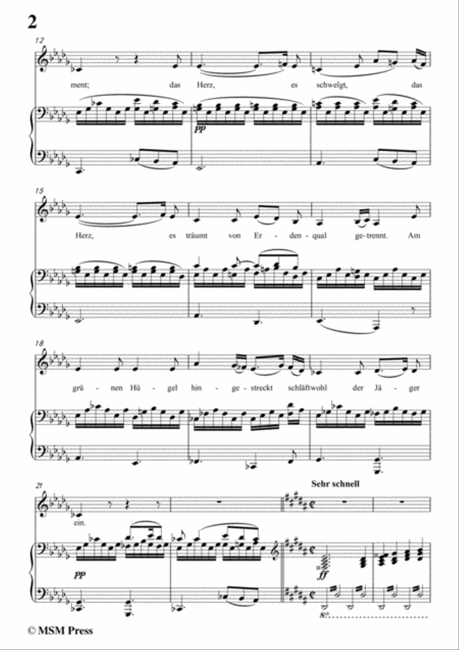 Schubert-Abendlied der Fürstin,in D flat Major,for Voice and Piano Voice Solo scores gallery preview page 4