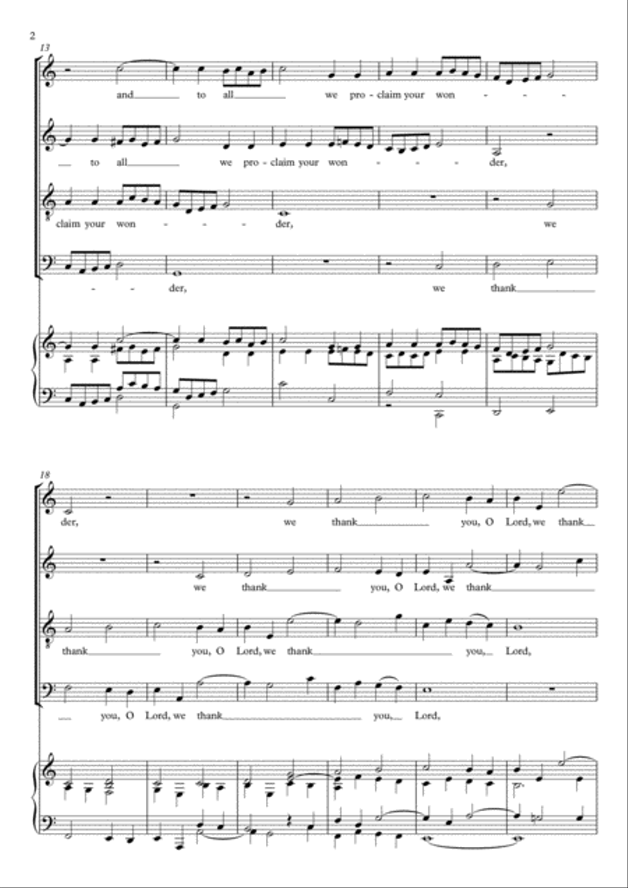 We Thank You, O Lord (Wir danken dir, Gott) for SATB and organ 4-Part scores gallery preview page 3