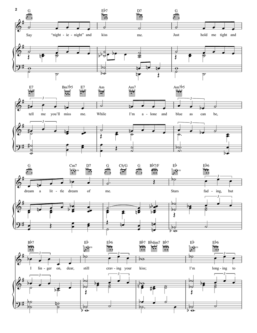 Dream A Little Dream Of Me Piano, Vocal, Guitar scores gallery preview page 2