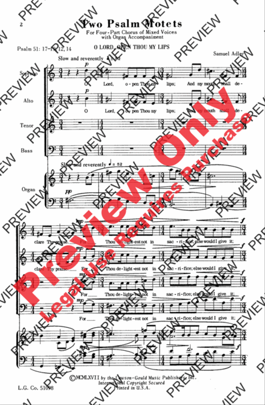 Two Psalm Motets 4-Part scores gallery preview page 2