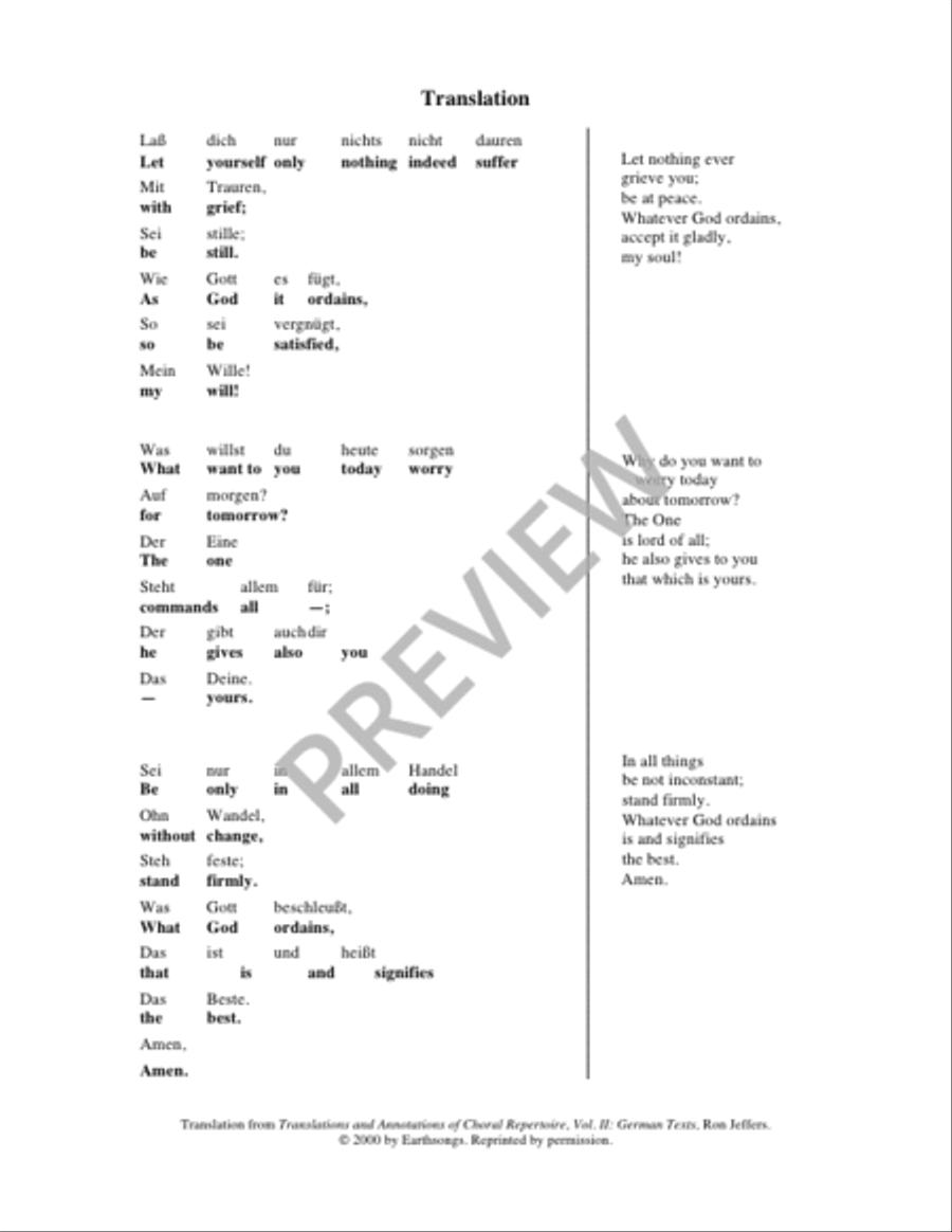 Geistliches Lied, Op. 30: Lass Dich Nur Nichts Nicht Dauren 4-Part scores gallery preview page 2