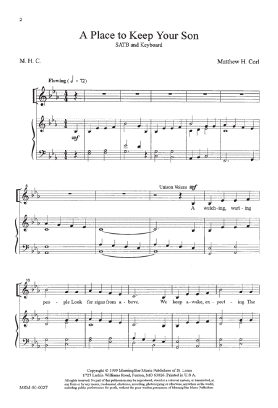 A Place to Keep Your Son 4-Part scores gallery preview page 1