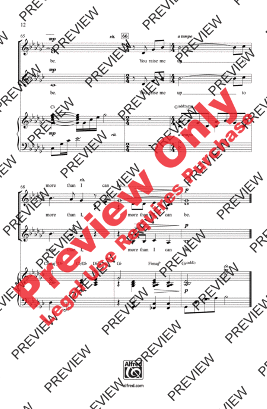 You Raise Me Up Women's Choir scores gallery preview page 12