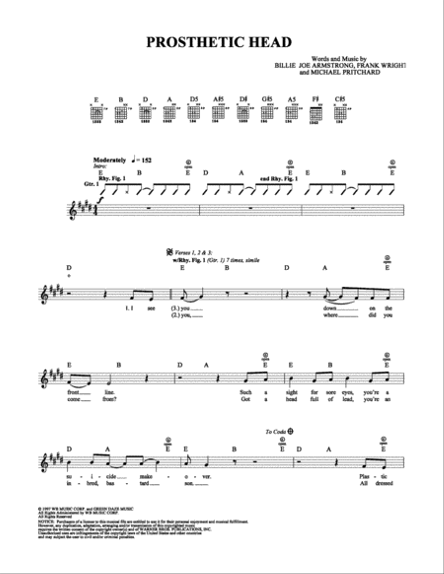 Prosthetic Head Prosthetic Head Electric Guitar scores gallery preview page 1