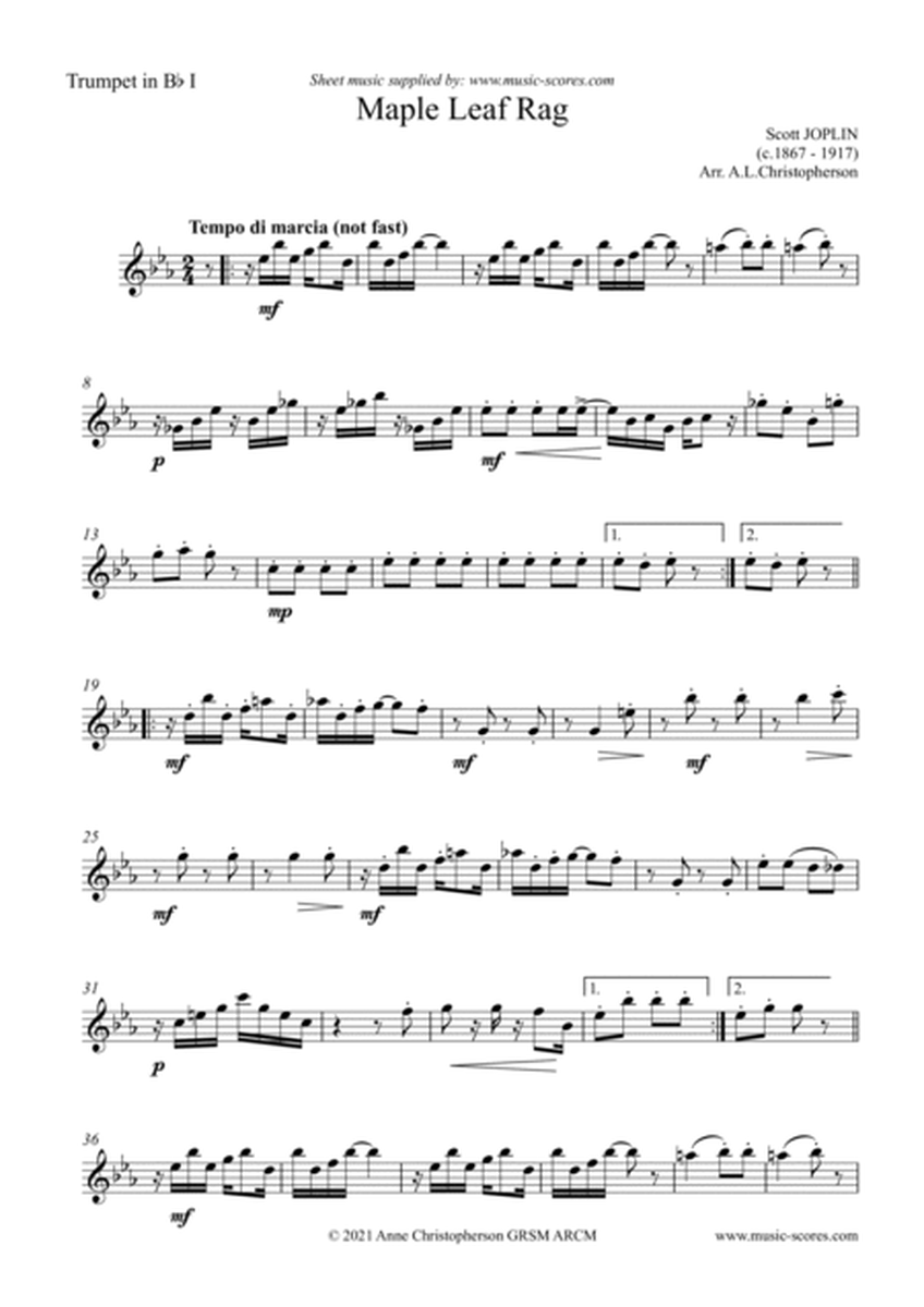 Maple Leaf Rag - Trumpet Quartet image number null
