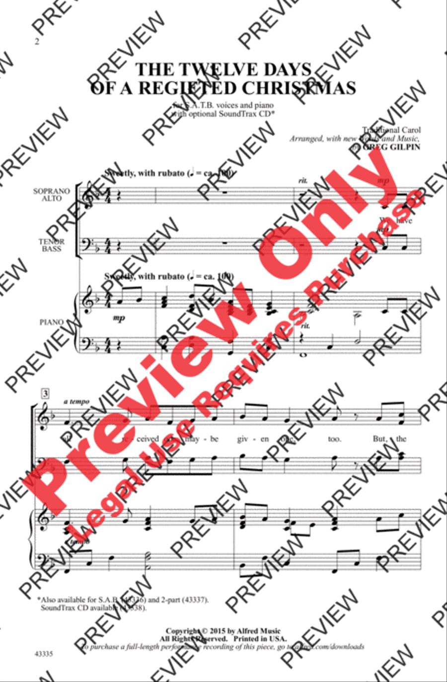 The Twelve Days of a Regifted Christmas 4-Part scores gallery preview page 2