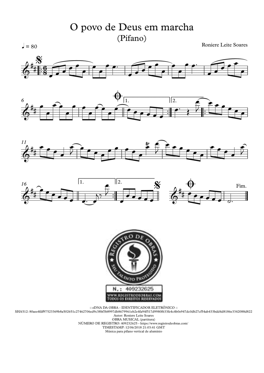 O povo de Deus em marcha Piccolo scores gallery preview page 1