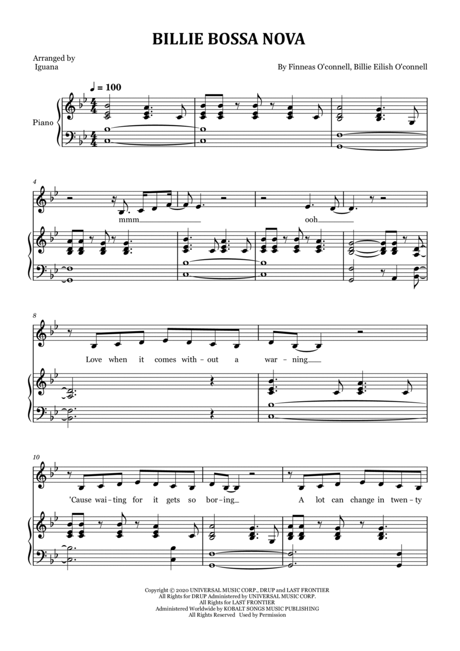 Billie Bossa Nova Voice scores gallery preview page 1
