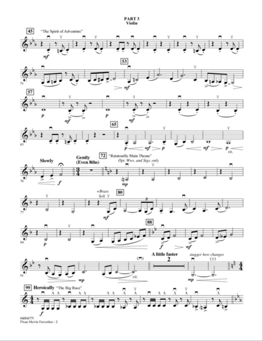 Pixar Movie Favorites - Pt.3 - Violin Concert Band scores gallery preview page 2