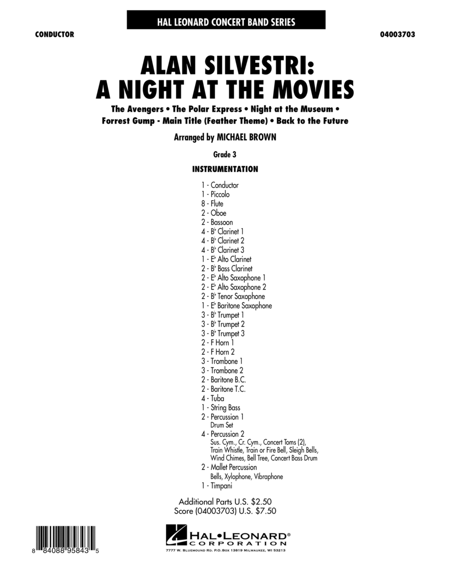 Alan Silvestri: A Night at the Movies - Conductor Score (Full Score) Concert Band scores gallery preview page 1