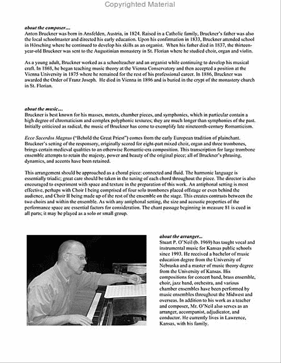 Ecce Sacerdos Magnus for 10-part Trombone Ensemble Trombone scores gallery preview page 5