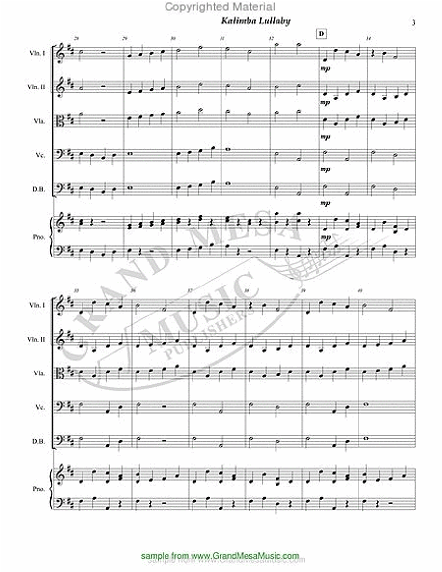 Kalimba Lullaby String Orchestra scores gallery preview page 4