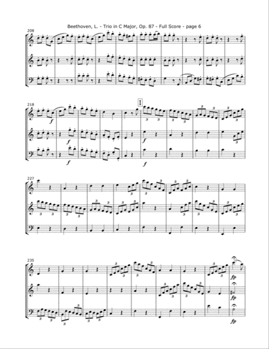 Beethoven, L. Trio Op. 87 (Mvt. 4) for Two Violins and Cello Beethoven, L. Trio Op. 87 (Mvt. 4) for Two Violins and Cello String Trio scores gallery preview page 6