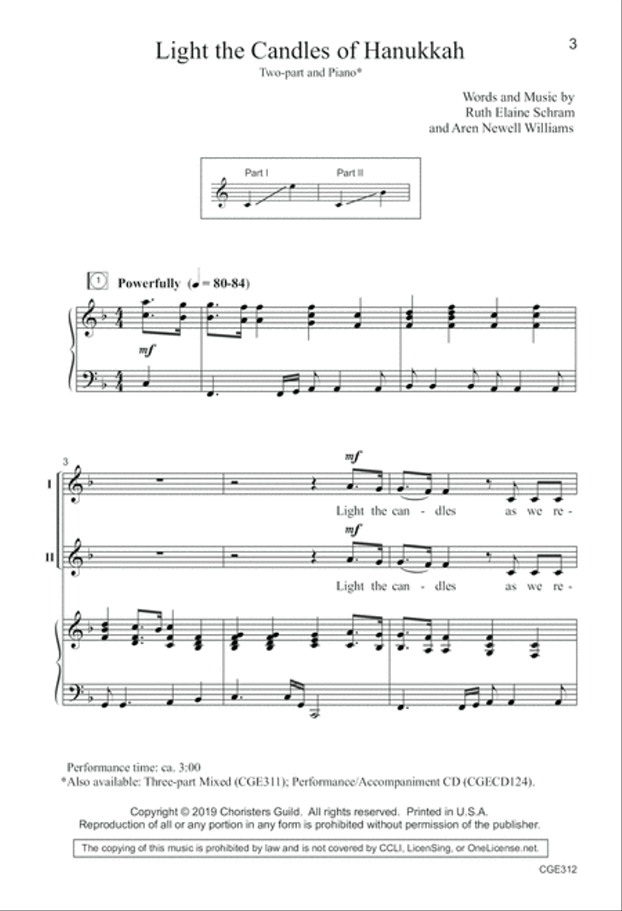Light the Candles of Hanukkah - Two-part Choir scores gallery preview page 3