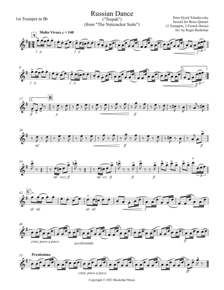 Russian Dance ("Trepak") (from "The Nutcracker Suite") (F) (Brass Quintet - 3 Trp, 2 Hrn)
