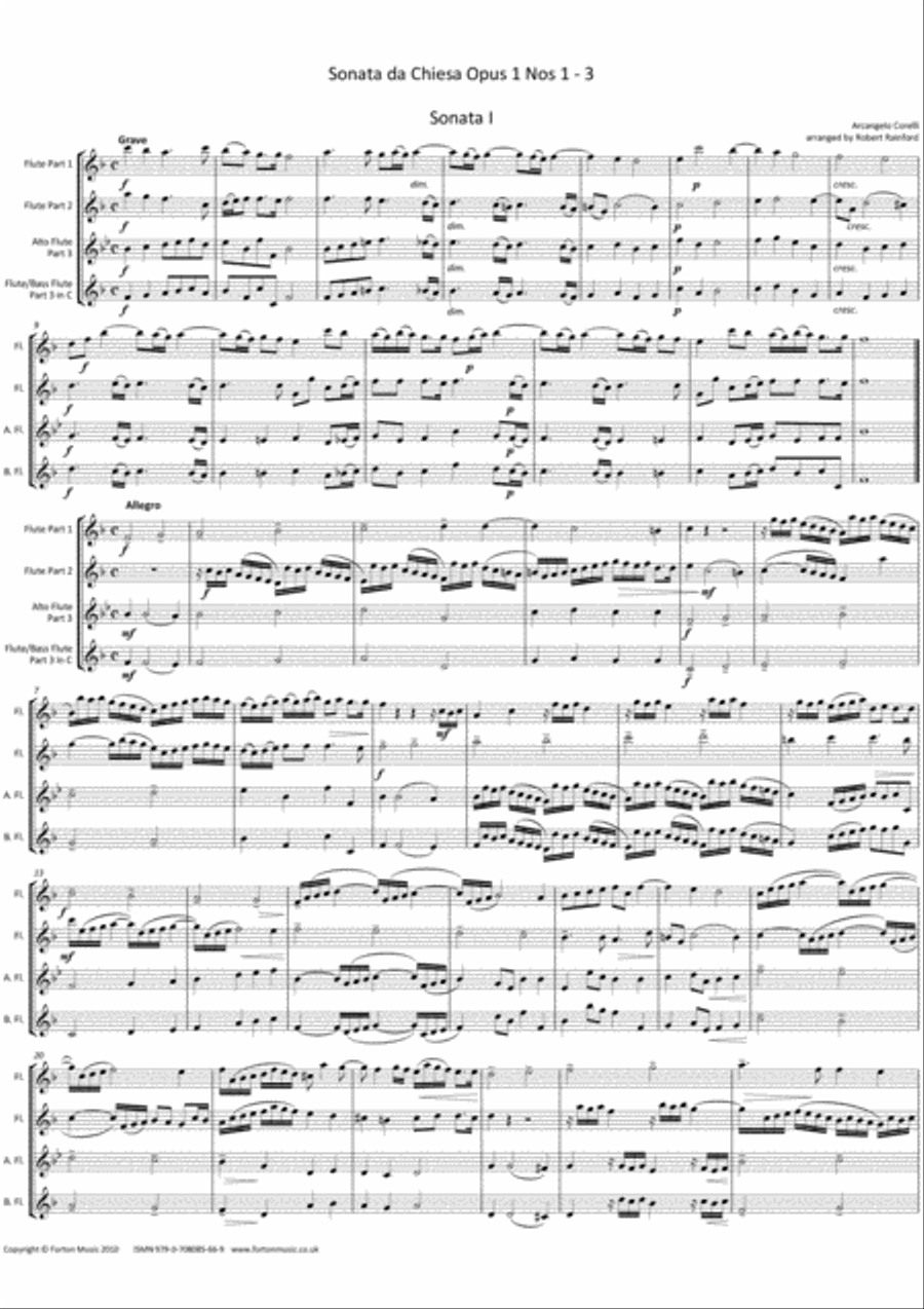 Sonata da Chiesa Op 1 nos 13 by Arcangelo Corelli Flute Digital
