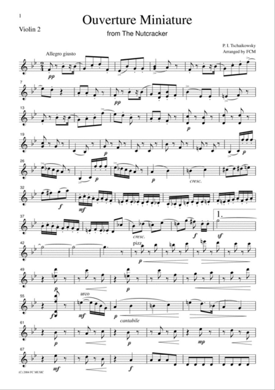 Tchaikowsky Overture Miniature from The Nutcracker, for string quartet, CT005 String Quartet scores gallery preview page 6