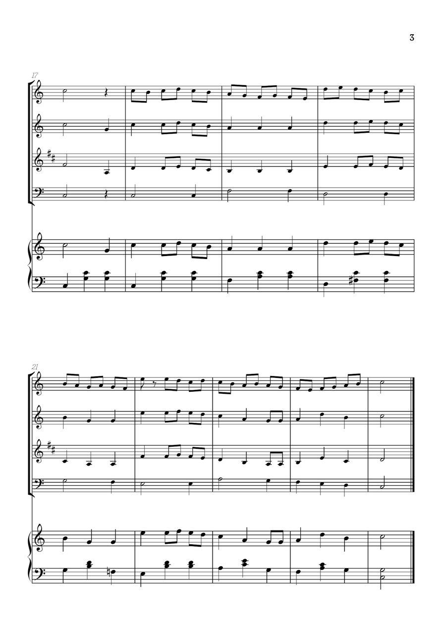 We Wish You a Merry Christmas for Woodwind Quartet & Piano • easy Christmas sheet music Woodwind Quartet scores gallery preview page 3