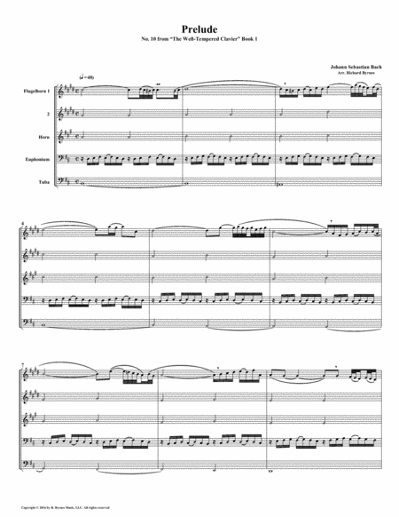 Prelude 10 from Well-Tempered Clavier, Book 1 (Conical Brass Quintet) image number null
