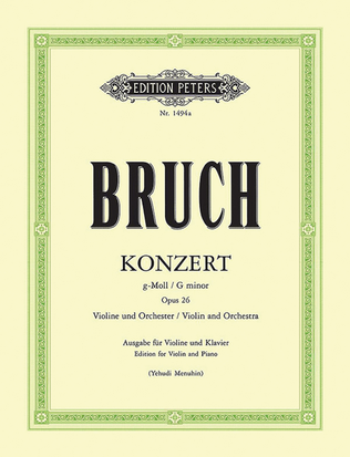 Book cover for Violin Concerto No. 1 in G minor Op. 26 (Ed. for Violin and Piano)