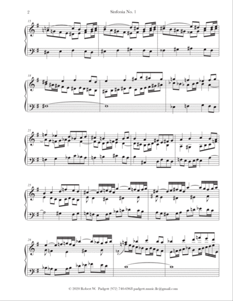 Sinfonia No. 1 in E minor for three voices Piano Solo scores gallery preview page 2