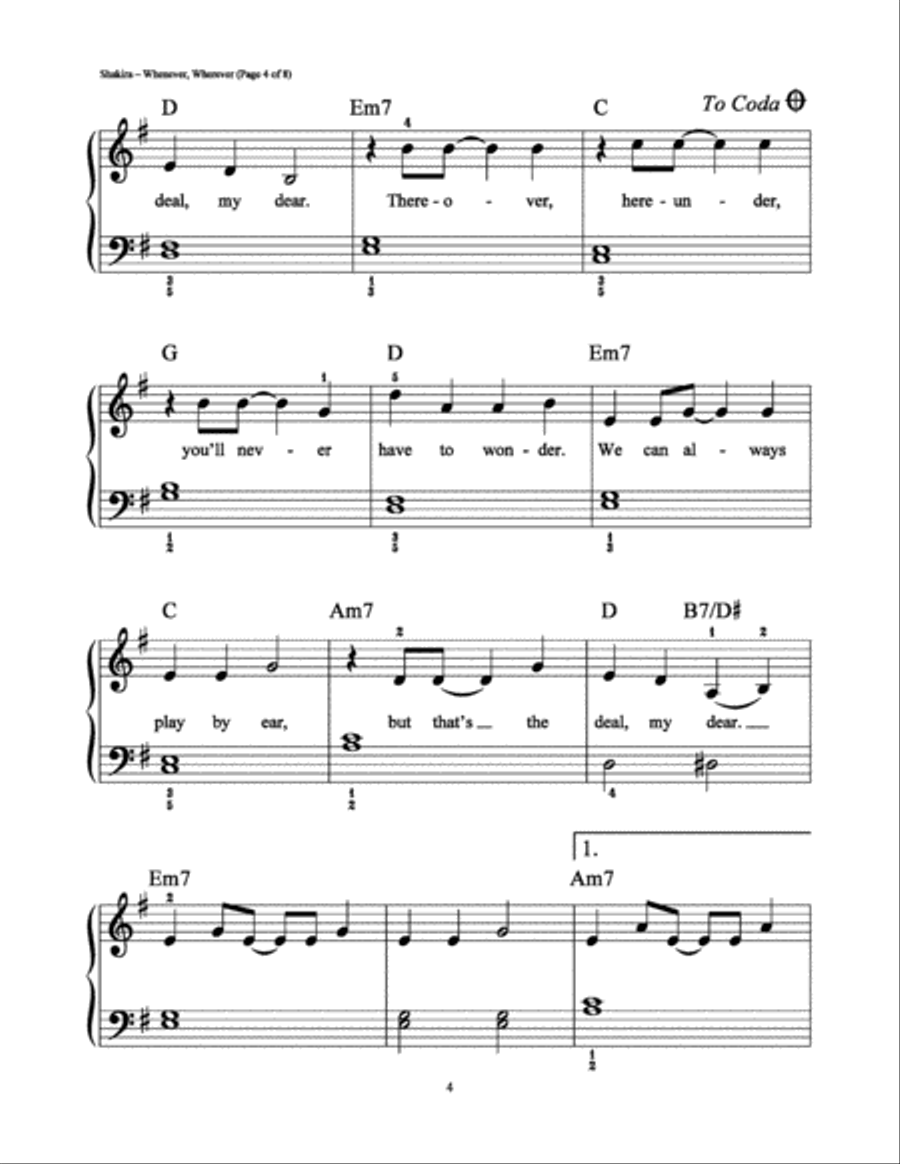 Whenever, Wherever Easy Piano scores gallery preview page 4