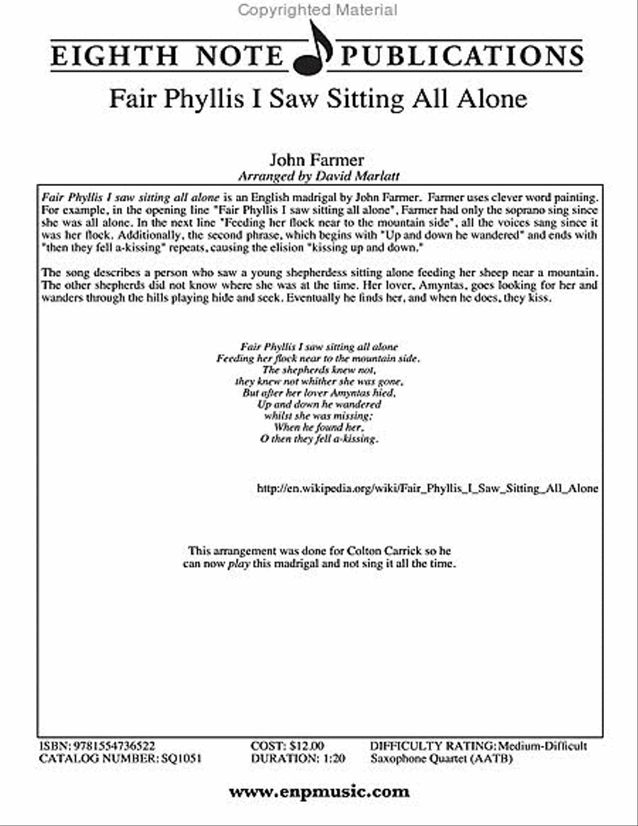 Fair Phyllis I Saw Sitting All Alone Small Ensemble scores gallery preview page 2