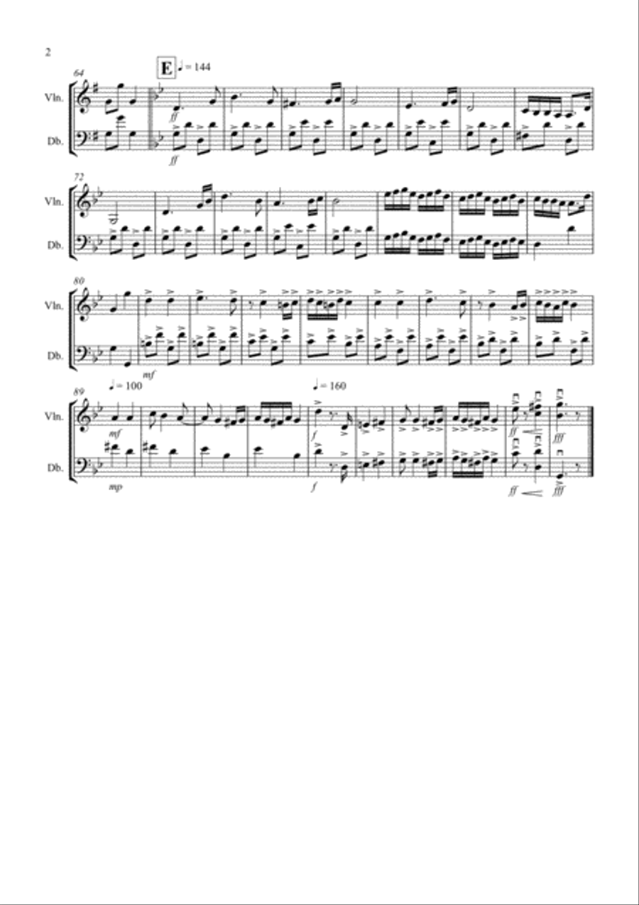 Hungarian Dance No.5 for Violin and Double Bass String Duet scores gallery preview page 2