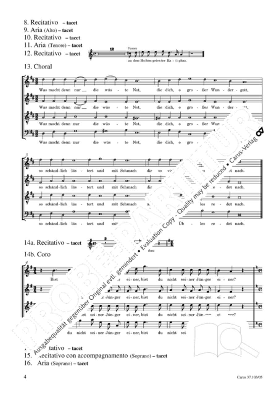 St. John Passion (Johannes-Passion) SSATB scores gallery preview page 5