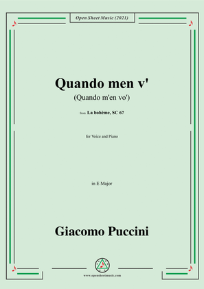 Book cover for Puccini-Quando men v'(Quando m'en vo'),in E Major,from 'La bohème,SC 67',for Voice and Piano