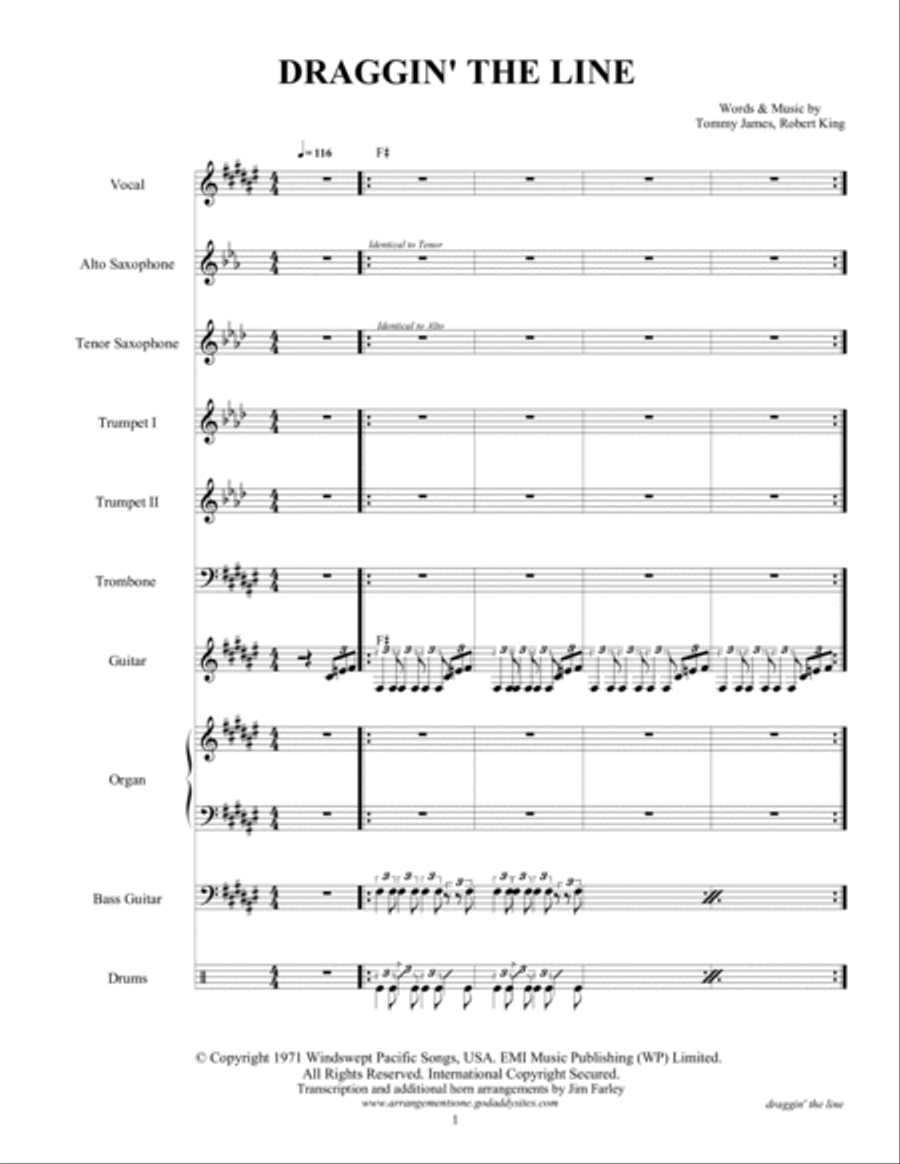 Draggin The Line Tenor Saxophone scores gallery preview page 3