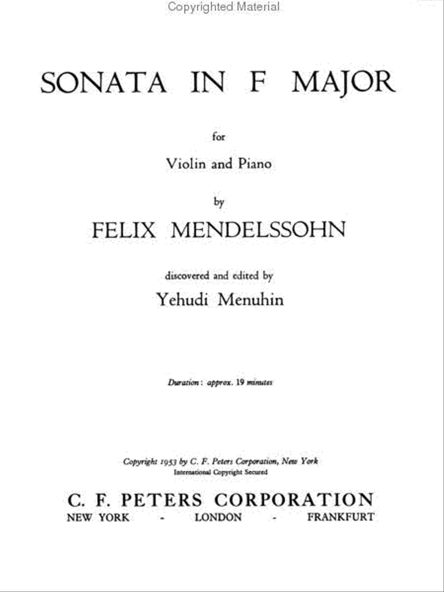 Sonata For Violin And Piano