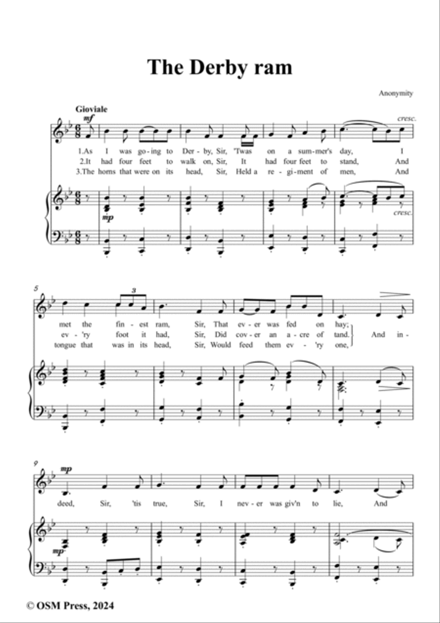 Anonymous-The Derby ram,in B flat Major Voice scores gallery preview page 2