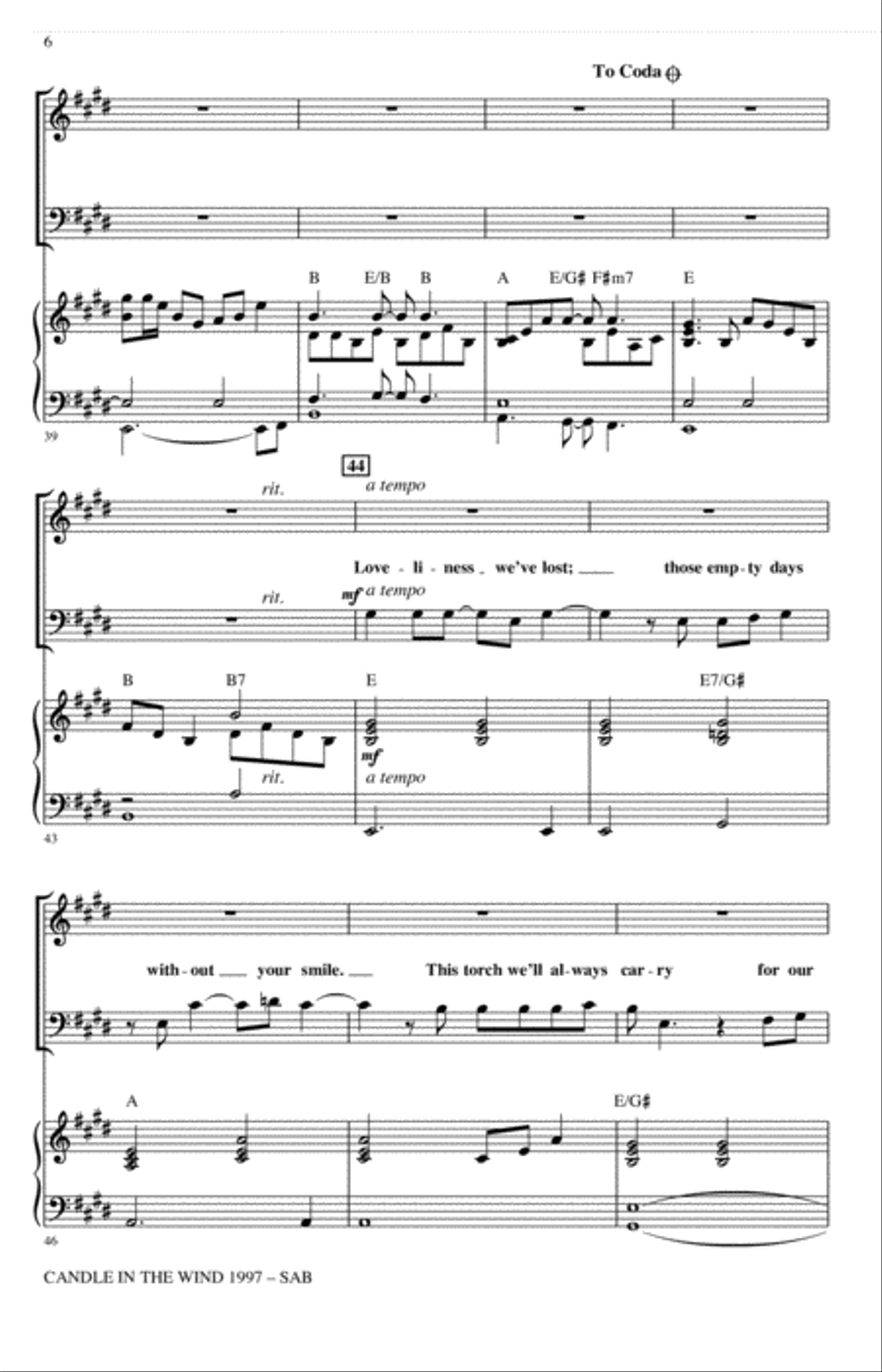 Candle In The Wind (arr. Ed Lojeski) 3-Part scores gallery preview page 5