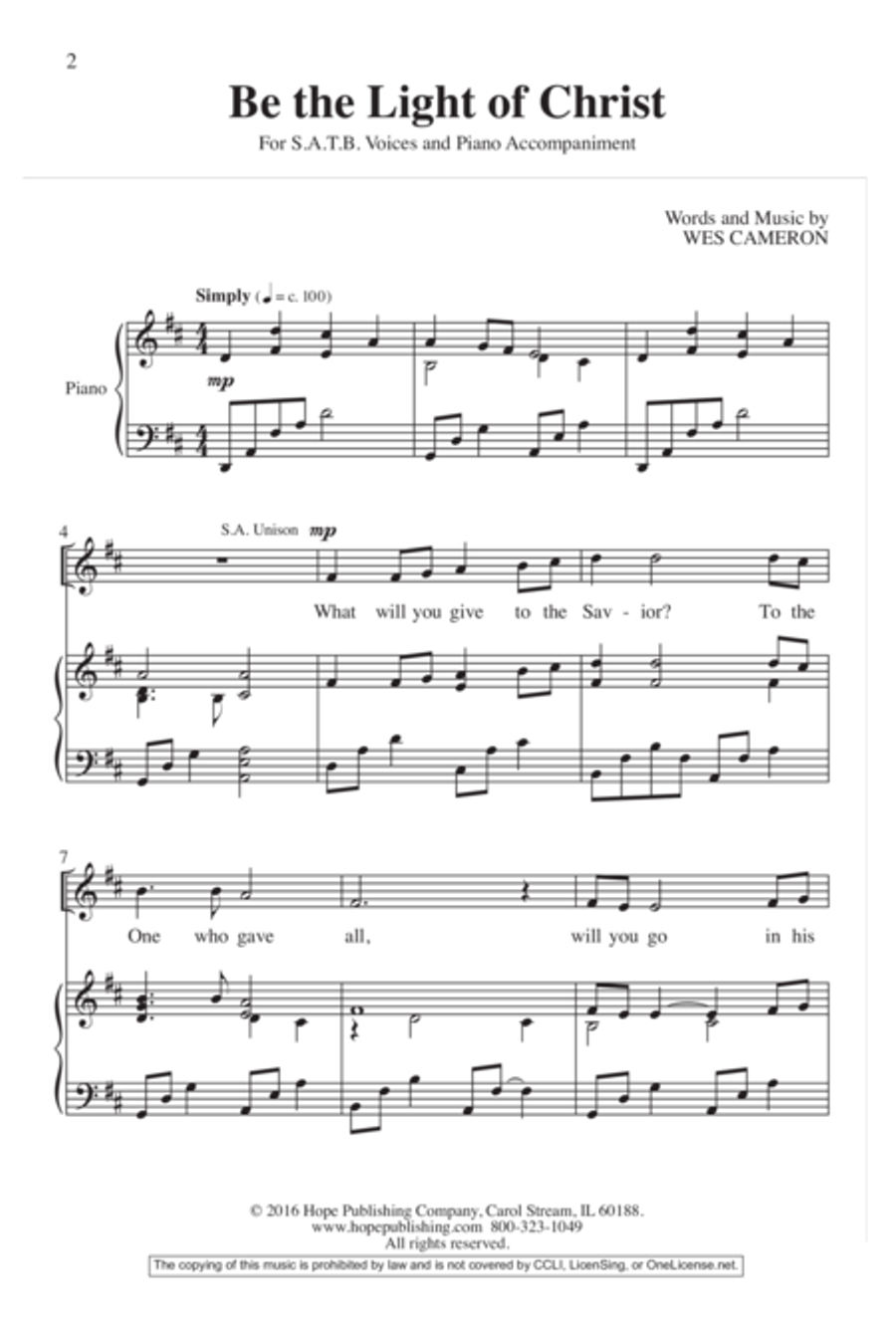 Be the Light of Christ Be the Light of Christ 4-Part scores gallery preview page 2