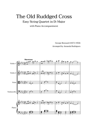 The Old Rugged Cross in Db Major - Easy String Quartet with Piano Accompaniment
