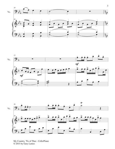 MY COUNTRY, ‘TIS OF THEE (Duet – Cello and Piano/Score and Parts) image number null