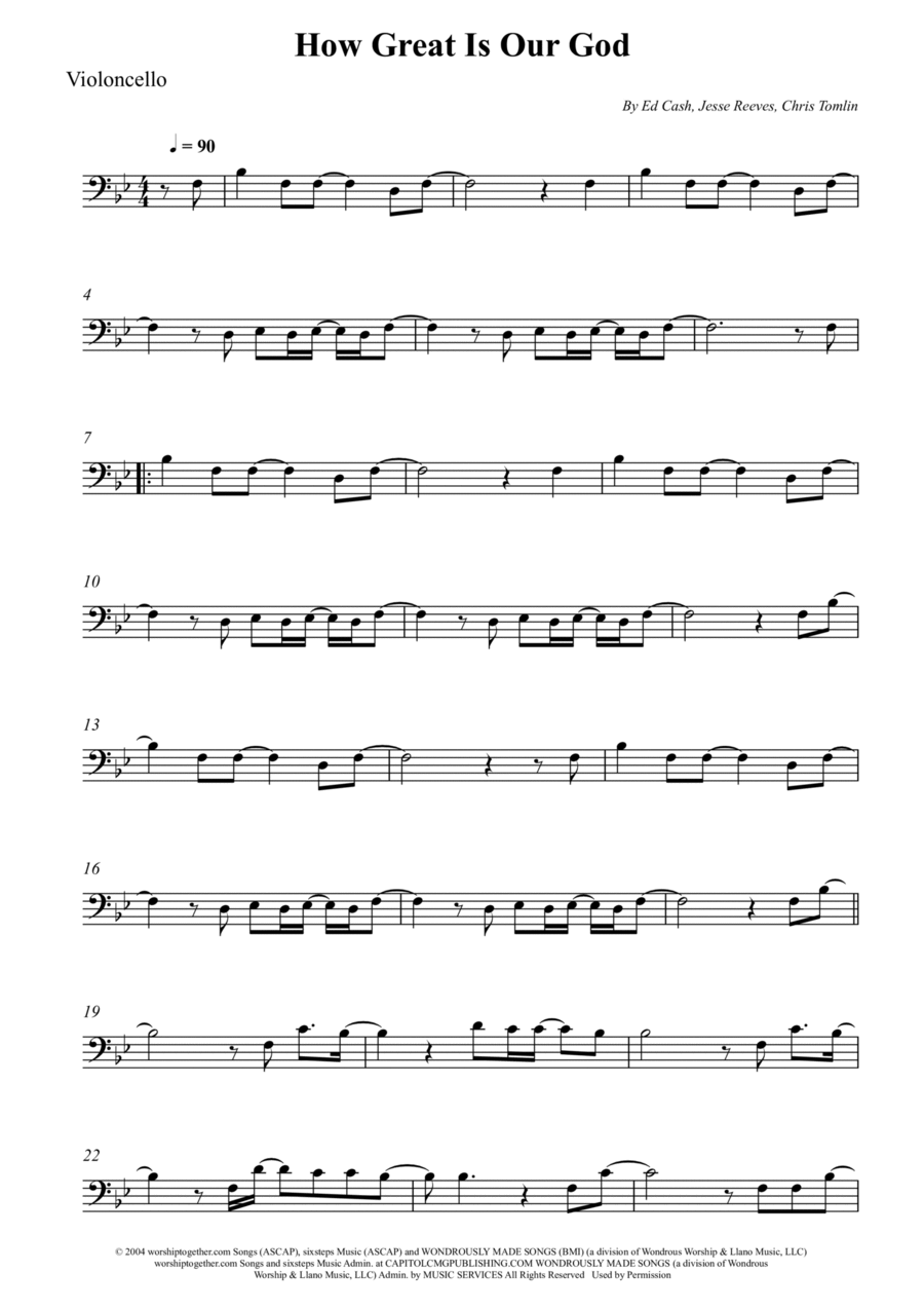 How Great Is Our God Cello Solo scores gallery preview page 1